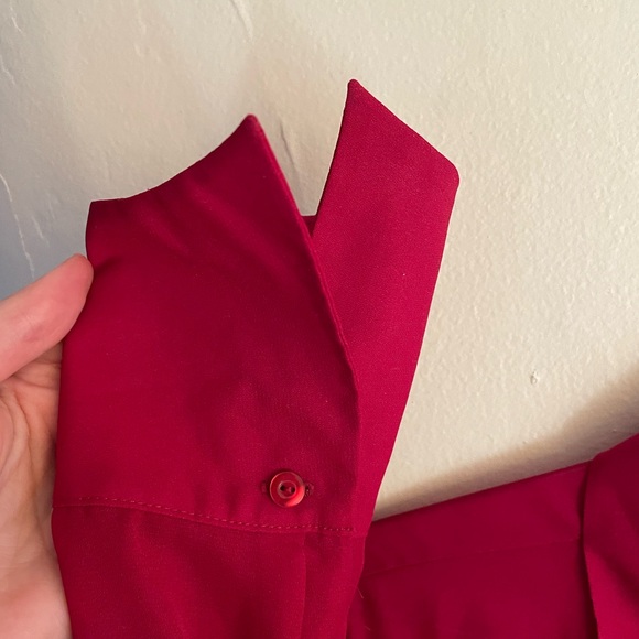 Sheer 90s 🌹long sleeve blouse - tall long arms big cuffs big lapel - Picture 3 of 5